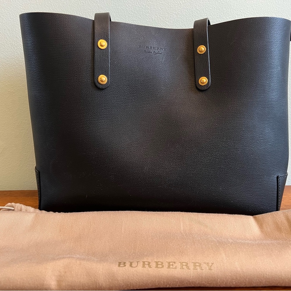 Burberry Black Leather Tote Bag